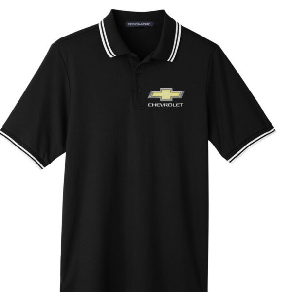 Chevrolet logo on black polo shirt