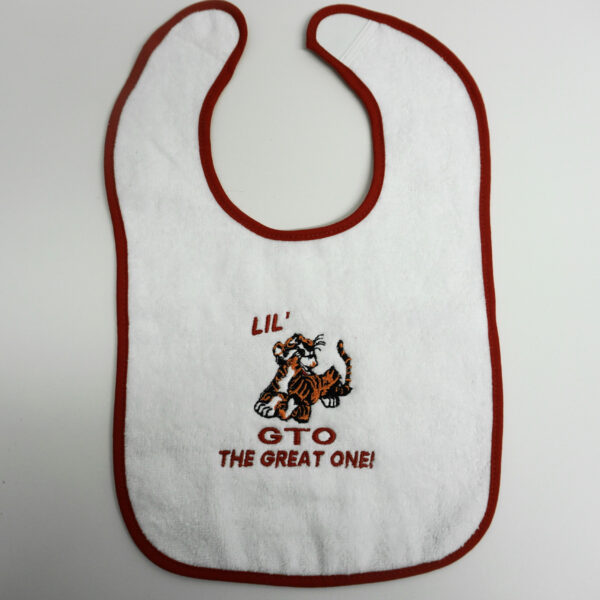 Infant bib featuring GTO tiger motif