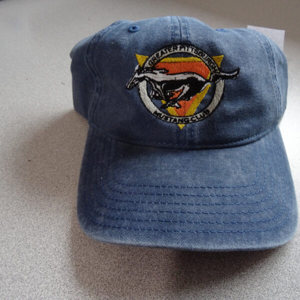 Blue baseball cap with embroidered logo