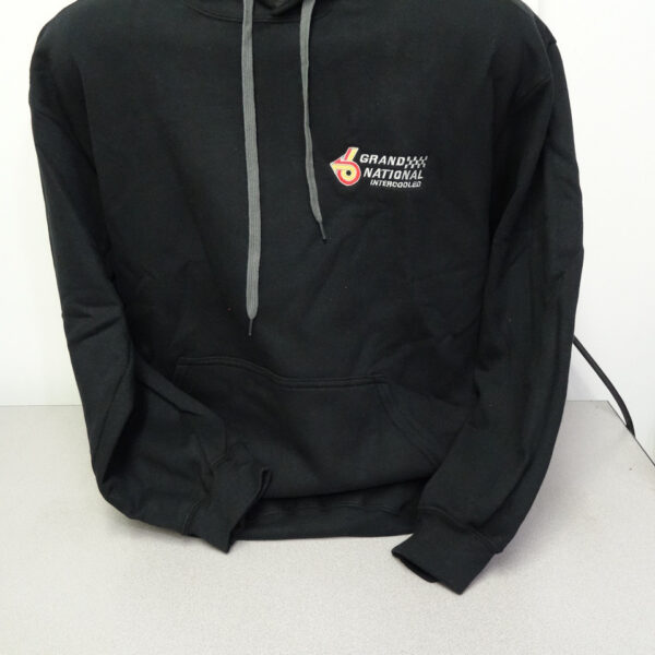 Black sweatshirt displaying brand emblem