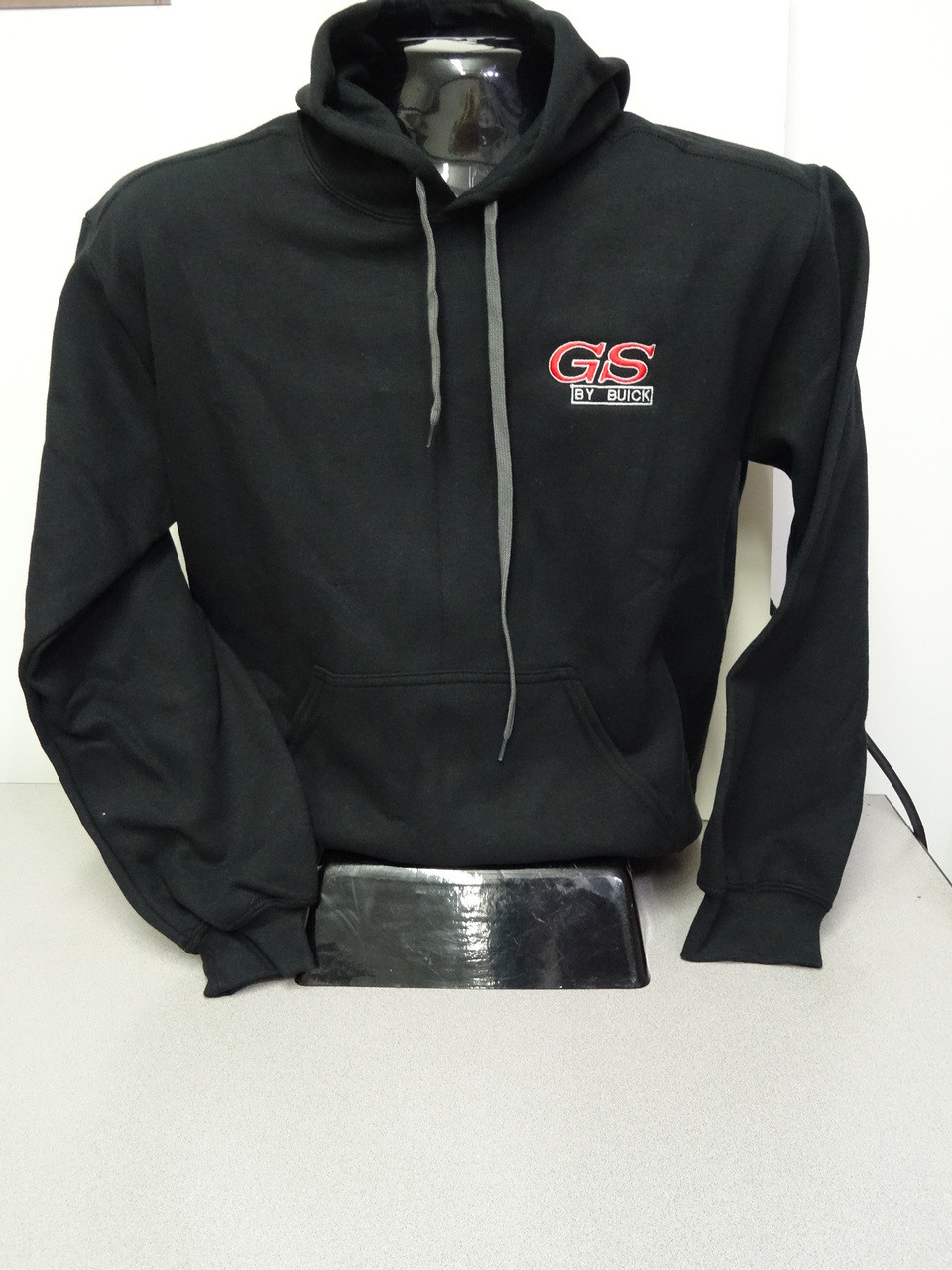 Black hoodie featuring GS embroidery