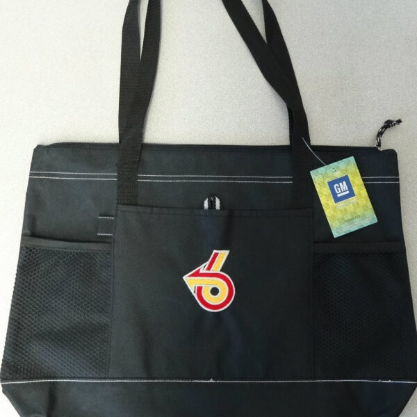 Tote bag featuring GM and logo