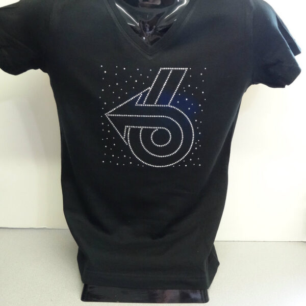 Rhinestone pattern on black shirt