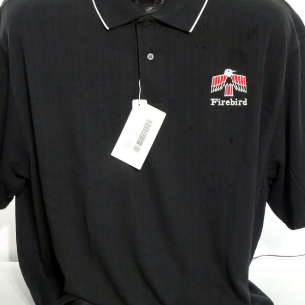 Black polo shirt with Firebird logo