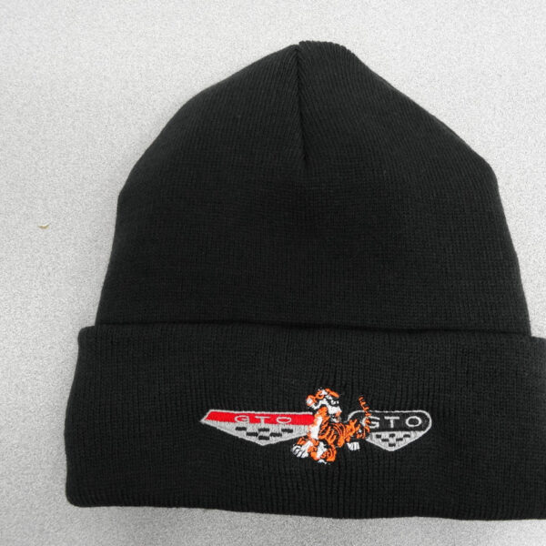 Knit hat featuring colorful tiger design