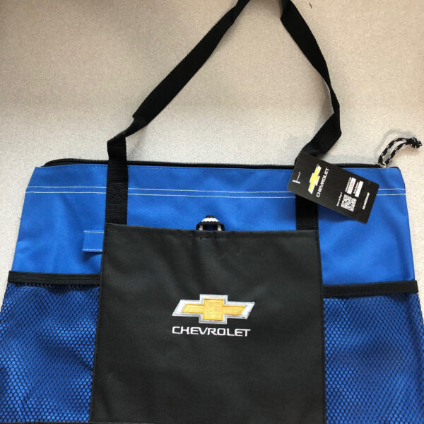 Blue and black Chevrolet tote bag