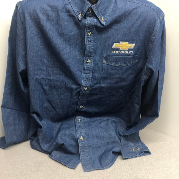Chevrolet branded denim shirt on display