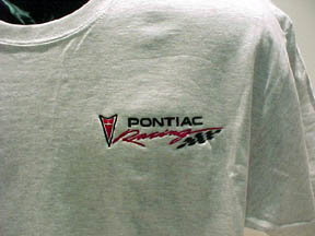 White T-shirt with Pontiac Racing logo