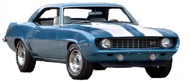 Retro blue sports car side view