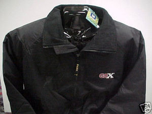 Black coat featuring GSX embroidery