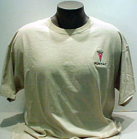 Plain beige T-shirt on display