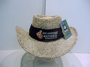 Straw hat with racing logo band