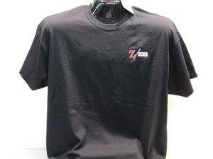 Casual black tee on display